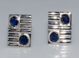 Precious Blue Sapphire Gemstone Men Cufflink 925 Sterling Silver