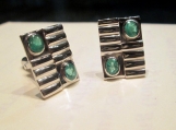 Precious Emerald Men's Cufflinks 925 Sterling silver HANDSOM