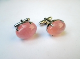 Rose Quartz Gemstone Men's Cufflinks 925 Sterling silver HANDSOM