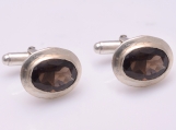 Smoky Topaz Gemstone Men's Cufflink's 925 Sterling Silver 