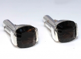 Smoky Topaz Natual Gemstone Men's Cufflink  925 Sterling silver