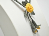 Yellow Rose Crochet Necklace, Rose Necklace,Yellow Necklace,Must