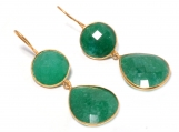 925 Sterling Silver Dyed Emerald Gemstone Gold Vermeil Earring