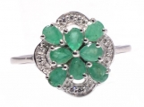 925 Sterling Silver Emerald & CZ Gemstone Rings