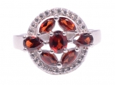 925 Sterling Silver Garnet & CZ Gemstone Rings