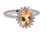 925 Sterling Silver GoldenTopaz&CZ Gemstone Rings