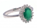 925 Sterling Silver Green Ony x&CZ Gemstone Rings