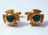 925 Sterling Silver Green Onyx Gemstone Men's Cufflinks - 