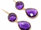 925 Sterling Silver Hydro Amethyst Gemstone Gold Vermeil Earring