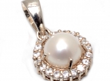 925 Sterling Silver Pearl & CZ Gemstone Pandent