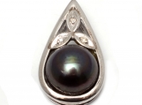 925 Sterling Silver Pearl & Diamond Gemstone Pandent