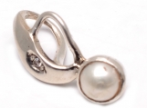 925 Sterling Silver Pearl & Diamond Gemstone Pendant