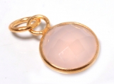 925 Sterling Silver Pink Chalcedony Gemstone GoldVermeil Pandent