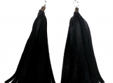 Boho Black Italian Leather Tassel Earrings