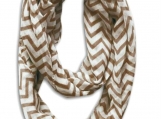 Brown and White Chevron Infinity Scarf Eternity Zig Zag Stripe