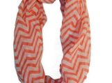 Dark Coral and White Chevron Infinity Scarf Eternity Zig Zag Str