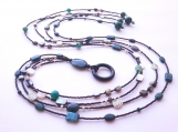 Green Jasper and Natural Shell Beaded Lariat Necklace