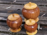 Hand turned Food Safe 3piece Rosewood Kitchen Canister Set