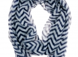 Navy Blue and White Chevron Infinity Scarf Eternity Zig Zag Stri