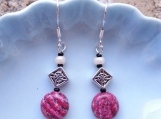 Pink Dragons Blood Stone Dangle Earrings