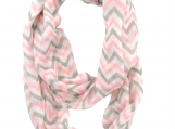 Pink, Grey and White Chevron Infinity Scarf Eternity Zig Zag Str