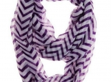 Plum and White Chevron Infinity Scarf Eternity Zig Zag Stripe