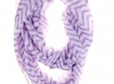 Purple and White Chevron Infinity Scarf Eternity Zig Zag Stripe