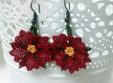 red floral necklace,crochet necklace,red jewelry set