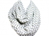 rey and White Chevron Infinity Scarf Eternity Zig Zag Stripe