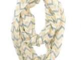 Tan, Grey and White Chevron Infinity Scarf Eternity Zig Zag Stri