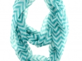 Teal and White Chevron Infinity Scarf Eternity Zig Zag Stripe