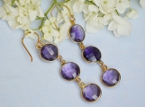 Vermeil Bezel Setting Amethyst Gemstone Earring