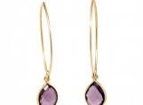 Vermeil Bezel Setting Amethyst Gemstone Earring