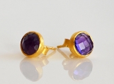 Vermeil Bezel Setting Amethyst Gemstone Earring