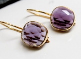 Vermeil Bezel Setting Amethyst Gemstone Earring