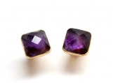 Vermeil Bezel Setting Amethyst Gemstone Earring