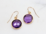 Vermeil Bezel Setting Amethyst Gemstone Earring