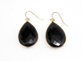 Vermeil Bezel Setting Black Onyx Gemstone Earring