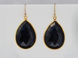 Vermeil Bezel Setting Black Onyx Gemstone Earring