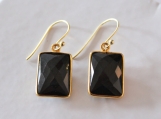 Vermeil Bezel Setting Black Onyx Gemstone Earring