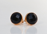 Vermeil Bezel Setting Black Onyx Gemstone Earring