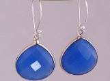 Vermeil Bezel Setting Blue Onyx Gemstone Earring