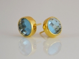 Vermeil Bezel Setting Blue Topaz Gemstone Earring