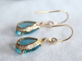 Vermeil Bezel Setting Blue Topaz Gemstone Earring