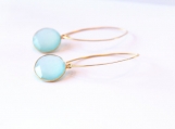 Vermeil Bezel Setting Chalcedony Gemstone Earring