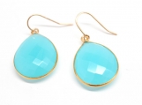 Vermeil Bezel Setting Chalcedony Gemstone Earring