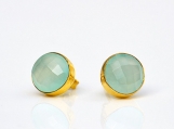 Vermeil Bezel Setting Chalcedony Gemstone Earring