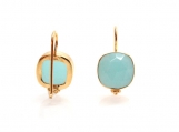 Vermeil Bezel Setting Chalcedony Gemstone Earring