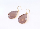 Vermeil Bezel Setting Gray Onyx Gemstone Earring