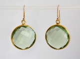 Vermeil Bezel Setting Green Amethyst Gemstone Earring